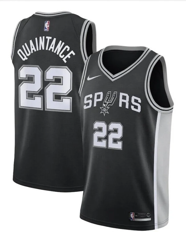 Men's San Antonio Spurs #22 Jayden Quaintance Nike Black Icon Edition Swingman Jersey