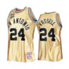 Men's San Antonio Spurs #24 Devin Vassell Gold Retro Hardwood Classics 50th Anniversary Jersey