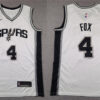 Mens San Antonio Spurs #4 De'Aaron Fox White Association Edition Jersey