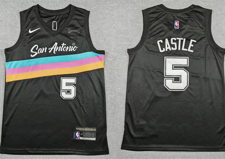 Men's San Antonio Spurs #5 Stephon Castle Black 2025-26 City Edition Swingman Jersey