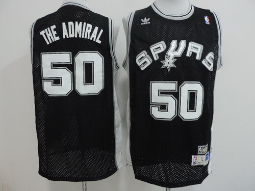 Men's San Antonio Spurs #50 David Robinson "The Admiral" Black Throwback Swingman Jersey