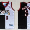 Reebok Philadelphia 76ers #3 Allen Iverson white with black Split Jersey