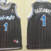 Men's Orlando Magic #1 Penny Hardaway Nike Black Pinstripe Retro Jersey