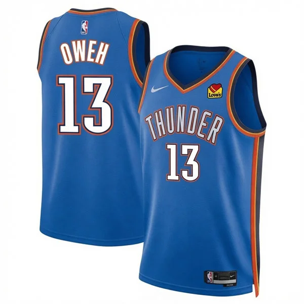 Mens Oklahoma City Thunder #13 Otega Oweh Blue Icon Edition Swingman Jersey