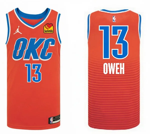 Mens Oklahoma City Thunder #13 Otega Oweh Orange Statement Edition Swingman Jersey
