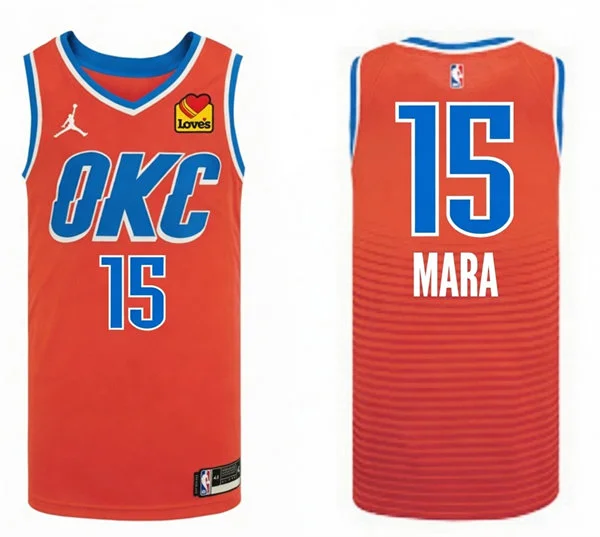 Mens Oklahoma City Thunder #15 Aday Mara Orange Statement Edition Swingman Jersey