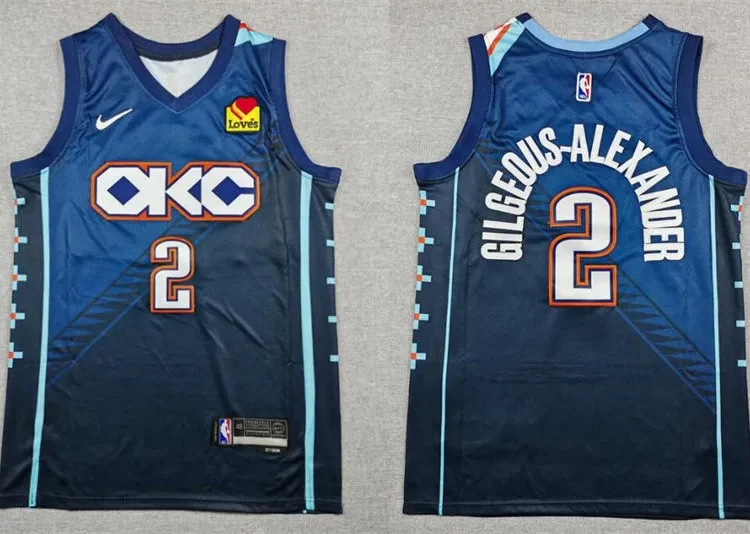 Mens Oklahoma City Thunder #2 Shai Gilgeous-Alexander Navy 2025-26 City Edition Swingman Jersey
