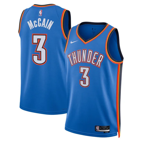 Mens Oklahoma City Thunder #3 Jared McCain Blue Icon Edition Swingman Jersey