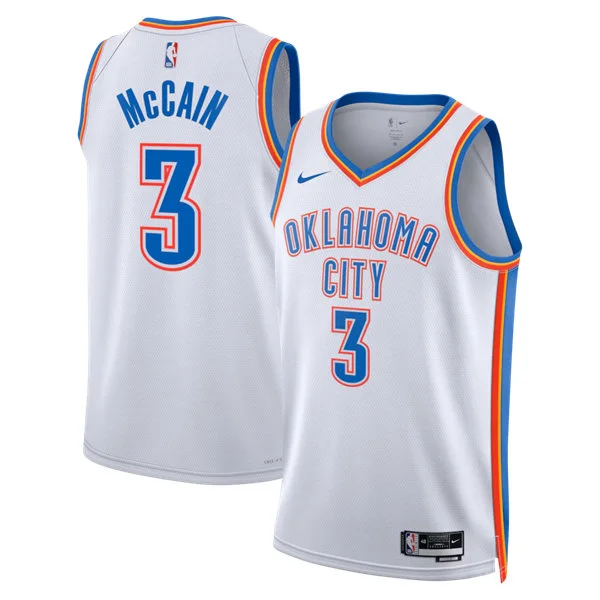 Mens Oklahoma City Thunder #3 Jared McCain White Association Edition Swingman Jersey