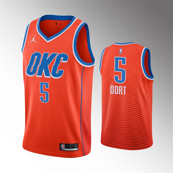 Mens Oklahoma City Thunder #5 Luguentz Dort Orange Statement Edition Jersey