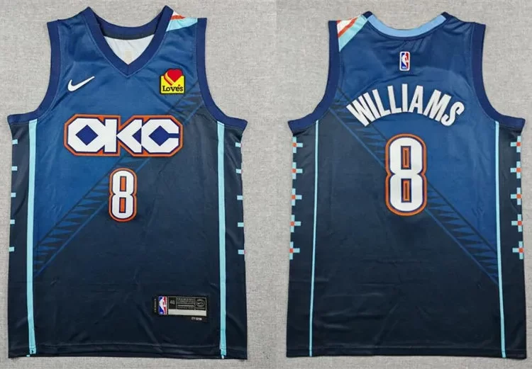Mens Oklahoma City Thunder #8 Jalen Williams Navy 2025-26 City Edition Swingman  Jersey
