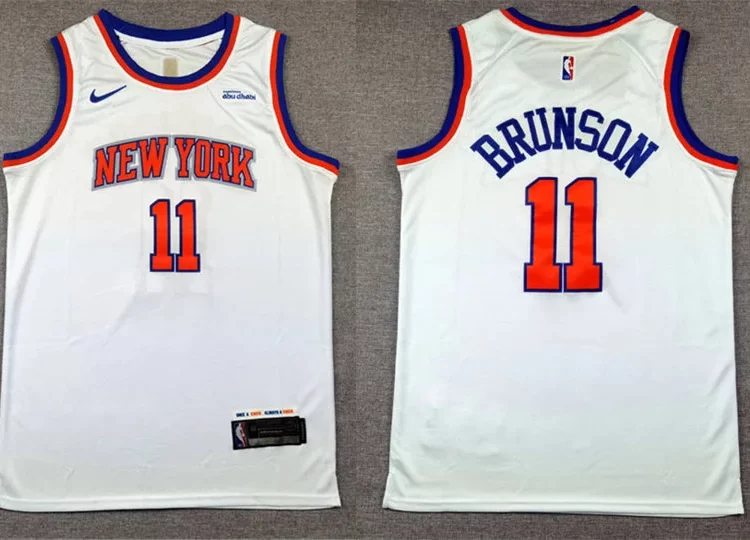 Mens New York Knicks #11 Jalen Brunson Nike White Association Edition Jersey