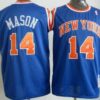 Men's New York Knicks #14 Anthony Mason Blue Mitchell & Ness Hardwood Classics Throwback Jersey