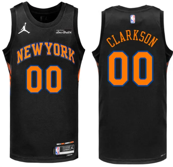 Mens New York Knicks #00 Jordan Clarkson Black 2025-26 Statement Edition Swingman Jersey