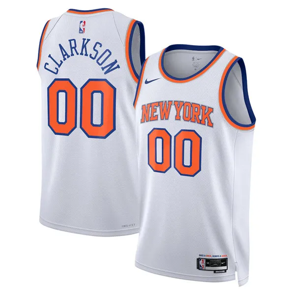 Mens New York Knicks #00 Jordan Clarkson Nike White Association Edition Swingman Jersey