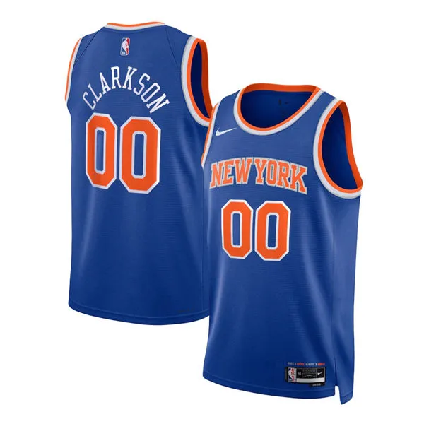 Mens New York Knicks #00 Jordan Clarkson Royal Icon Edition Swingman Jersey