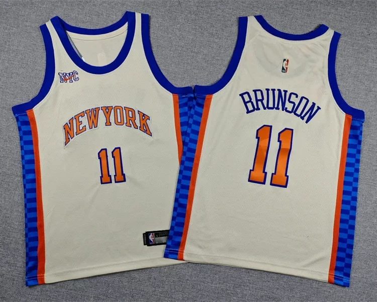 Mens New York Knicks #11 Jalen Brunson Cream 2025-26 City Edition Swingman Jersey