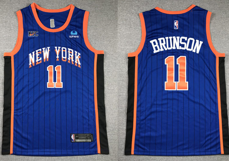 Mens New York Knicks #11 Jalen Brunson Royal 2023-24 City Edition Jersey