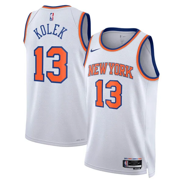 Mens New York Knicks #13 Tyler Kolek Nike White Association Edition Swingman Jersey
