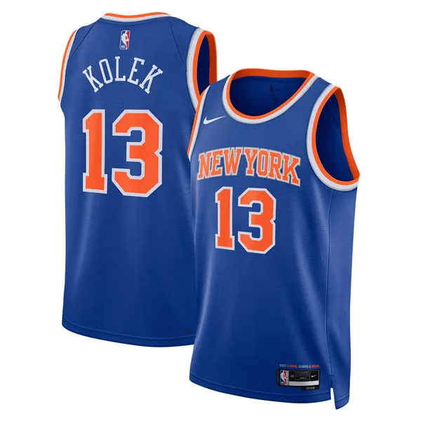 Mens New York Knicks #13 Tyler Kolek Royal Icon Edition Swingman Jersey
