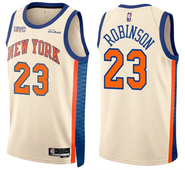 Mens New York Knicks #23 Mitchell Robinson Cream 2025-26 City Edition Swingman Jersey