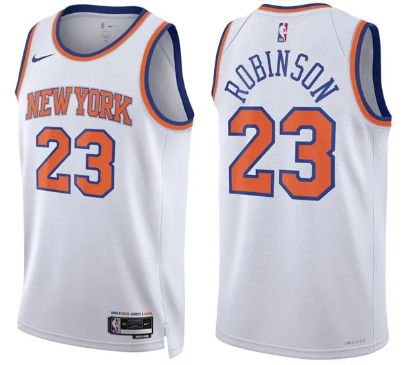 Mens New York Knicks #23 Mitchell Robinson Nike White Association Edition Jersey