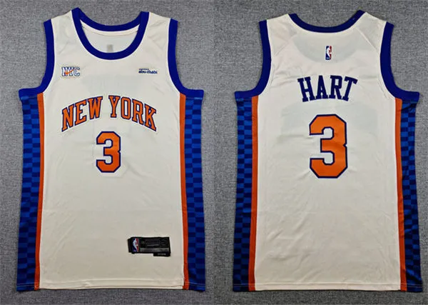 Mens New York Knicks #3 Josh Hart Cream 2025-26 City Edition Swingman Jersey