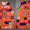 Mens New York Knicks #33 Patrick Ewing 1991-92 Mitchell&Ness Graffiti Jersey Red
