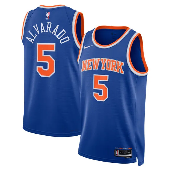 Mens New York Knicks #5 Jose Alvarado Royal Icon Edition Swingman Jersey