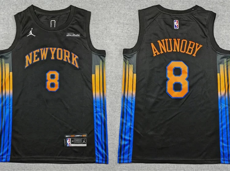 Mens New York Knicks #8 OG Anunoby Black 2025-26 Statement Edition Swingman Jersey