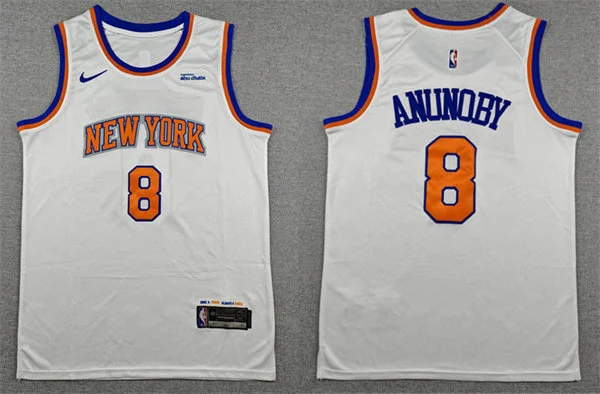 Mens New York Knicks #8 OG Anunoby Nike White Association Edition Jersey