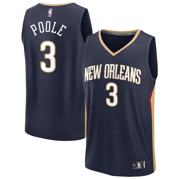 Mens New Orleans Pelicans #3 Jordan Poole Nike Navy Icon Edition Swingman Jersey