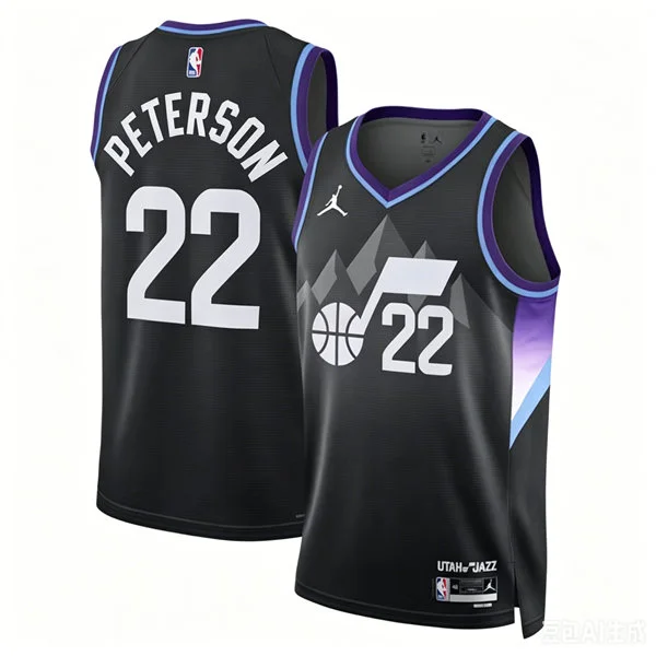 Mens Utah Jazz #22 Darryn Peterson Black Statement Edition Swingman Jersey