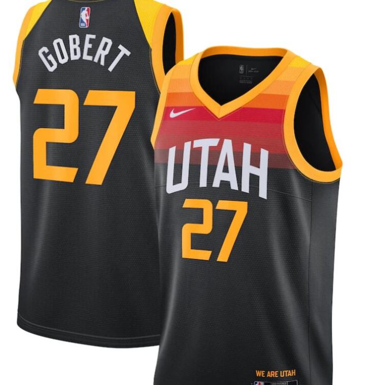 Mens Utah Jazz #27 Rudy Gobert Nike 2020-21 Black City Edition Swingman Jersey