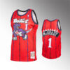Mens Toronto Raptors #1 Tracy Mcgrady Red Black Pinstripe Mitchell & Ness Reload Hardwood Classics Jersey