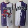 Men's Toronto Raptors #1 Tracy Mcgrady White Purple Split 1999-2000 Mitchell & Ness Hardwood Classics Jersey