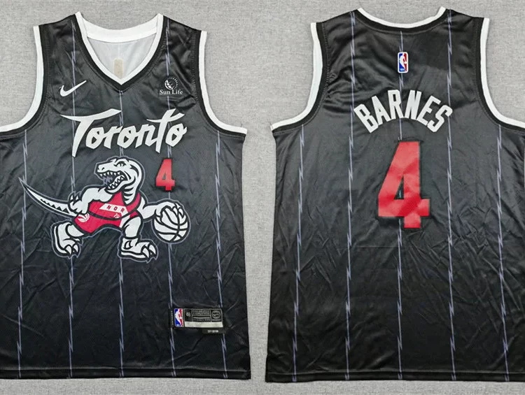 Mens Toronto Raptors #4 Scottie Barnes Black 2025-26 City Edition Swingman Jersey