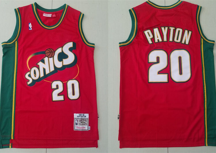 Men's Seattle Supersonics #20 Gary Payton 1997-98 Red Mitchell & Ness Hardwood Classics Jersey