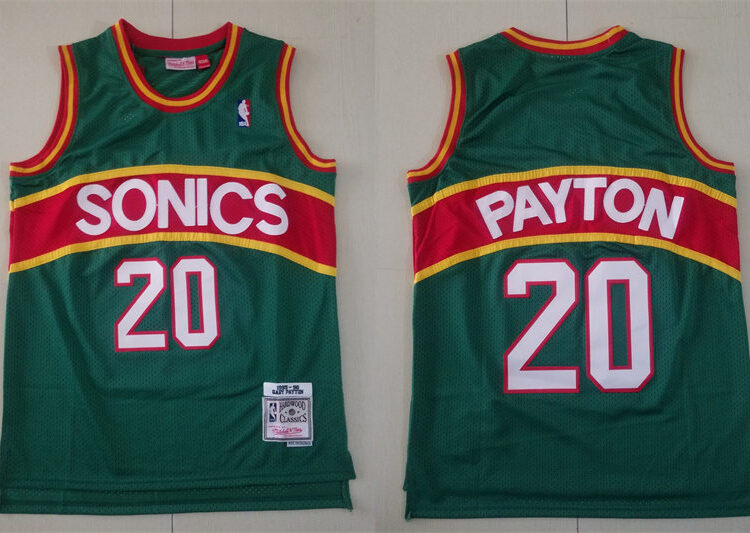 Men's Seattle Supersonics #20 Gary Payton Green Mitchell & Ness 1995-96 Hardwood Classics Jersey