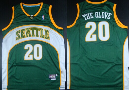 Men's Seattle Supersonics #20 Gary Payton "The Glove" Nickname Green Swingman Jersey