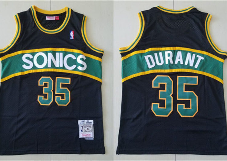 Men's Seattle Supersonics #35 Kevin Durant 2007-08 Black Hardwood Classics Swingman Jersey