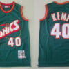 Men's Seattle Supersonics #40 Shawn Kemp Green Mitchell & Ness 1995-96 Retro 2.0  Hardwood Classics Throwback Jersey