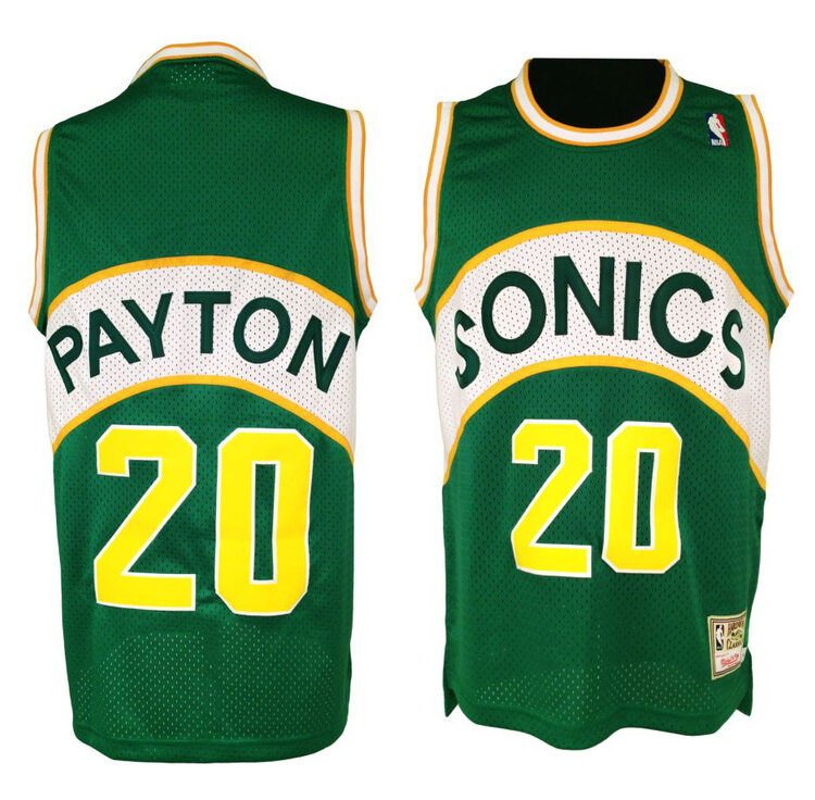 Youth Seattle SuperSonics #20 Gary Payton Green Yellow Hardwood Classics Swingman Jersey