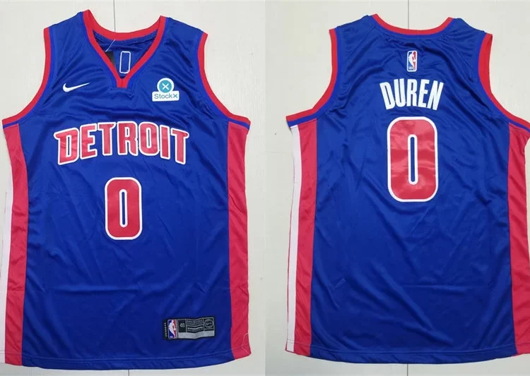 Mens Detroit Pistons #0 Jalen Duren Blue Icon Edition Jersey