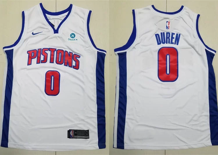 Mens Detroit Pistons #0 Jalen Duren White Association Edition Jersey
