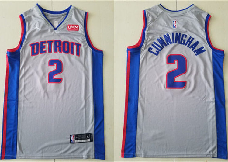 Mens Detroit Pistons #2 Cade Cunningham Jordan Gray Statement Edition Swingman Jersey