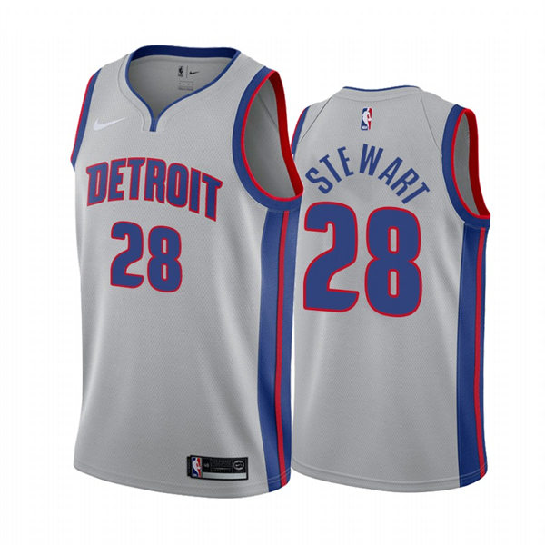 Mens Detroit Pistons #28 Isaiah Stewart Gray Statement Edition Swingman Jersey