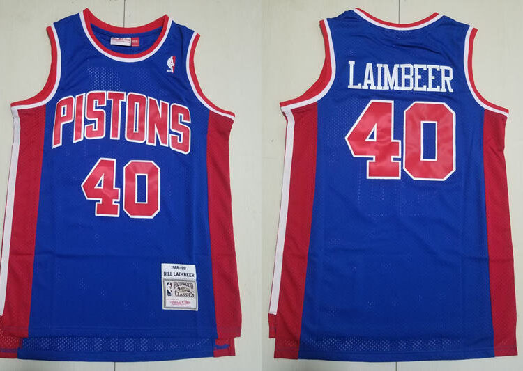 Mens Detroit Pistons #40 Bill Laimbeer Mitchell & Ness Blue 1988-89 Hardwood Classics Swingman Jersey