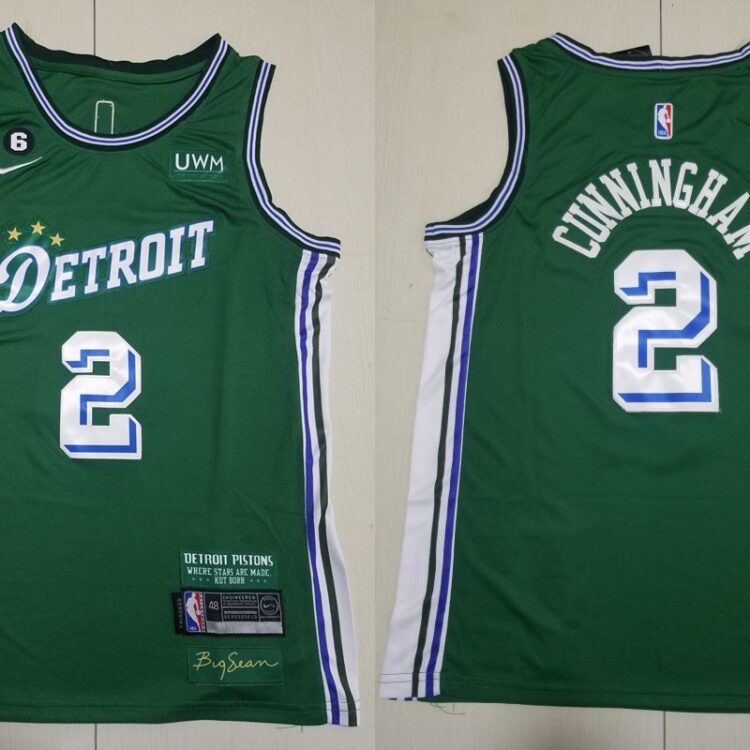 Mens Detroit Pistons #2 Cade Cunningham 2022-23 City Edition Swingman Jersey Green