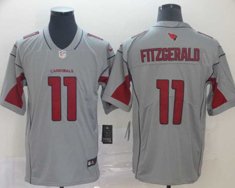 Mens Arizona Cardinals #11 Larry Fitzgerald Nike Silver Inverted Legend Jersey